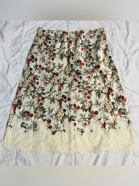 Dôen NWT Floral Lace Silk Skirt Medium
